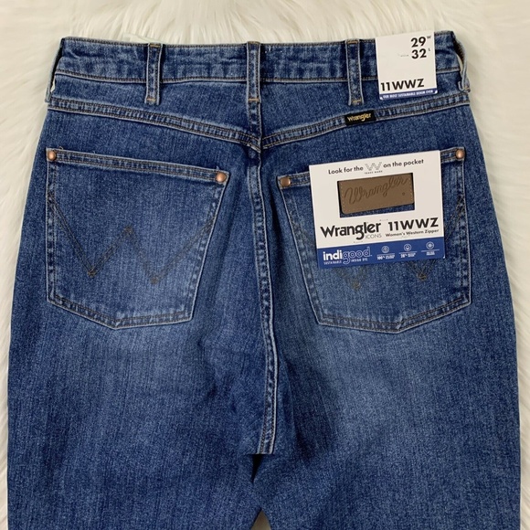 Wrangler Icon Crop Denim Jeans Indigood 11WWZ - Picture 8 of 9